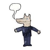 cartoon wolf with speech bubble N22
