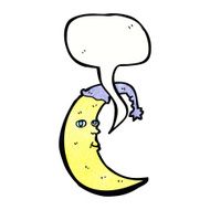 sleepy moon cartoon with speech bubble N14