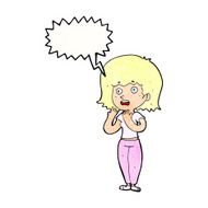 cartoon shocked woman with speech bubble N105