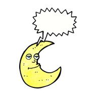 happy cartoon moon with speech bubble N7