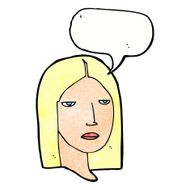 cartoon serious woman with speech bubble N21