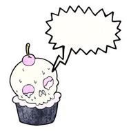 cartoon halloween cup cake with speech bubble N11