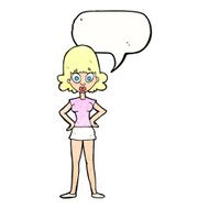cartoon surprised woman with speech bubble N262
