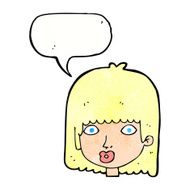 cartoon surprised woman with speech bubble N263