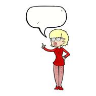 cartoon woman wearing spectacles with speech bubble N43