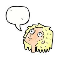 cartoon staring woman with speech bubble N48