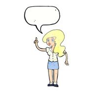 cartoon pretty woman with idea speech bubble N76