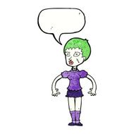 cartoon zombie monster woman with speech bubble N11