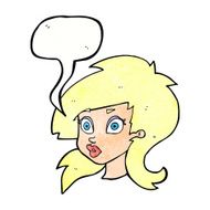cartoon pretty surprised woman with speech bubble N10