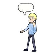 cartoon man asking question with speech bubble N54
