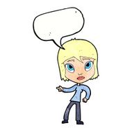 cartoon pointing woman with speech bubble N32