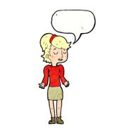 cartoon woman shrugging shoulders with speech bubble N533