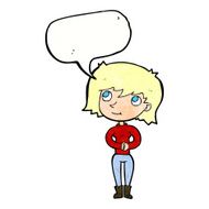 cartoon friendly woman with speech bubble N77