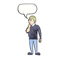 catoon curious man with speech bubble N3