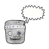 cartoon robot head with speech bubble N69