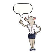 cartoon werewolf woman with idea speech bubble N7
