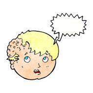 cartoon boy with ugly growth on head speech bubble N11