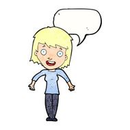cartoon woman shrugging shoulders with speech bubble N536