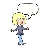 cartoon woman with open arms speech bubble N107