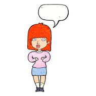 cartoon shocked woman with speech bubble N106
