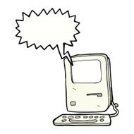 cartoon old computer with speech bubble N31