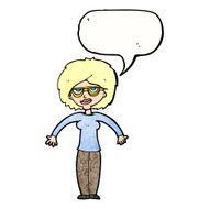 cartoon woman shrugging shoulders with speech bubble N539