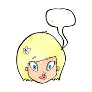 cartoon happy female face with speech bubble N201