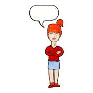 cartoon annoyed woman with speech bubble N198