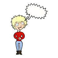 cartoon crazy excited woman with speech bubble N21