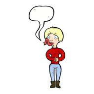 cartoon woman with snake tongue speech bubble N17