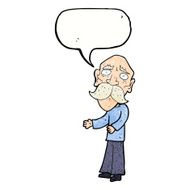 cartoon lonely old man with speech bubble N11