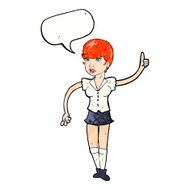 cartoon pretty girl asking question with speech bubble N7