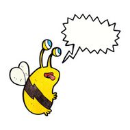 cartoon funny bee with speech bubble N11