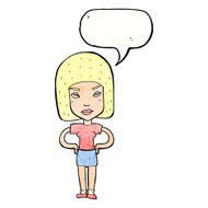 cartoon annoyed woman with speech bubble N199