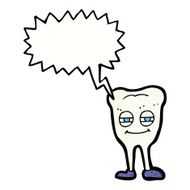 cartoon smiling tooth with speech bubble N11