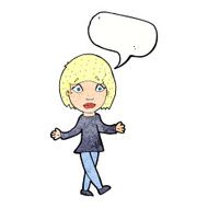 cartoon surprised woman with speech bubble N269