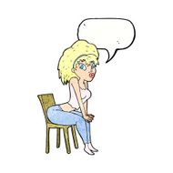 cartoon woman posing on chair with speech bubble N22
