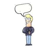 cartoon grinning man with glasses speech bubble N3