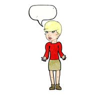 cartoon confused woman with speech bubble N93
