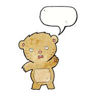 cartoon unhappy teddy bear with speech bubble N6