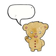 cartoon teddy bear waving with speech bubble N17