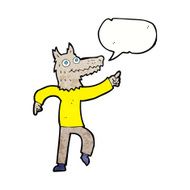 cartoon wolf man with speech bubble N59