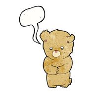 cartoon shy teddy bear with speech bubble N3