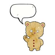 cartoon teddy bear waving with speech bubble N18