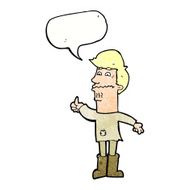cartoon nervous man with speech bubble N149