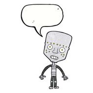 cartoon robot with speech bubble N209