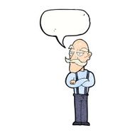 cartoon bored old man with speech bubble N17