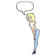 cartoon attractive girl with speech bubble N22