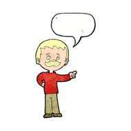 cartoon man with mustache pointing speech bubble N33