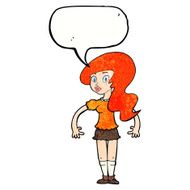 cartoon pretty woman with speech bubble N300